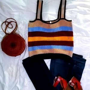 Crocheted striped tank top